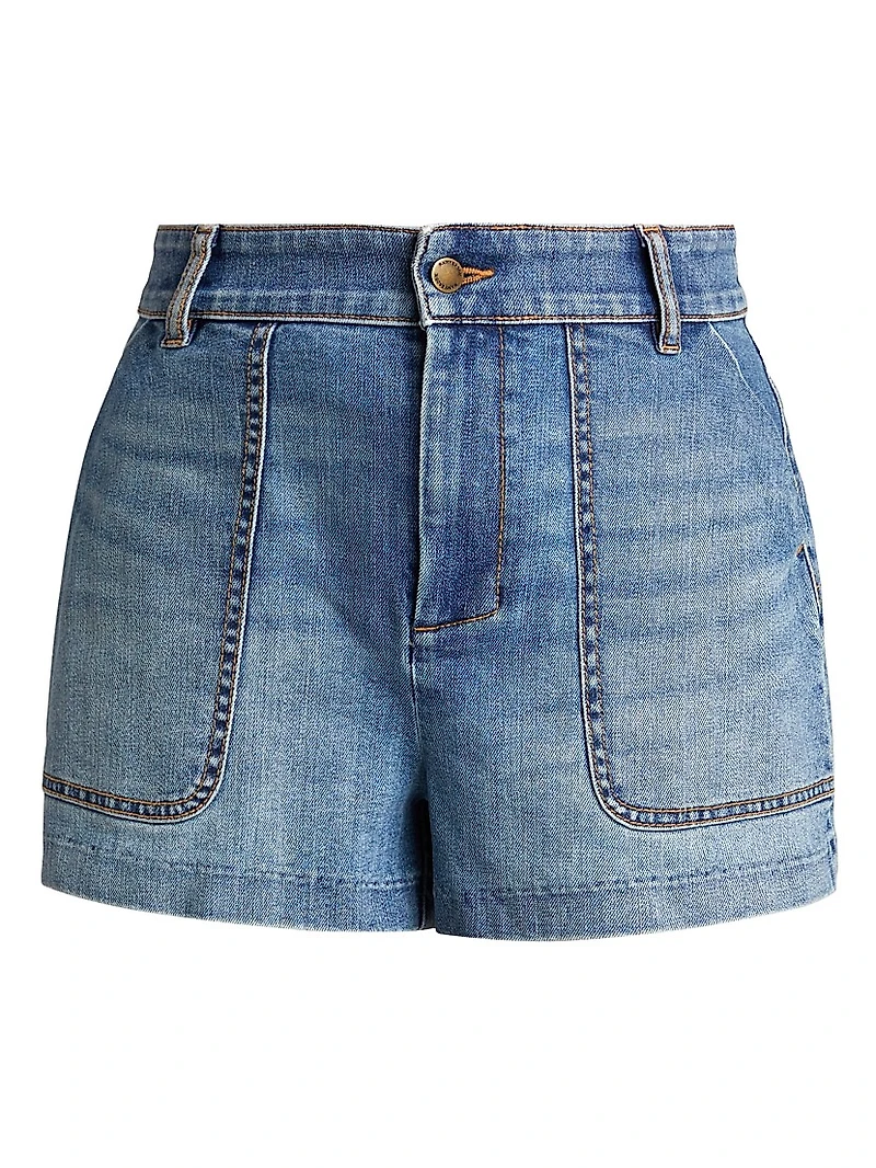 Hilary Washed Denim High-Rise Shorts