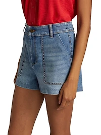 Hilary Washed Denim High-Rise Shorts