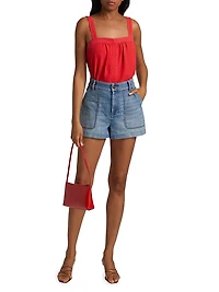 Hilary Washed Denim High-Rise Shorts