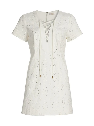 Ines Broderie Anglaise Lace-Up Minidress