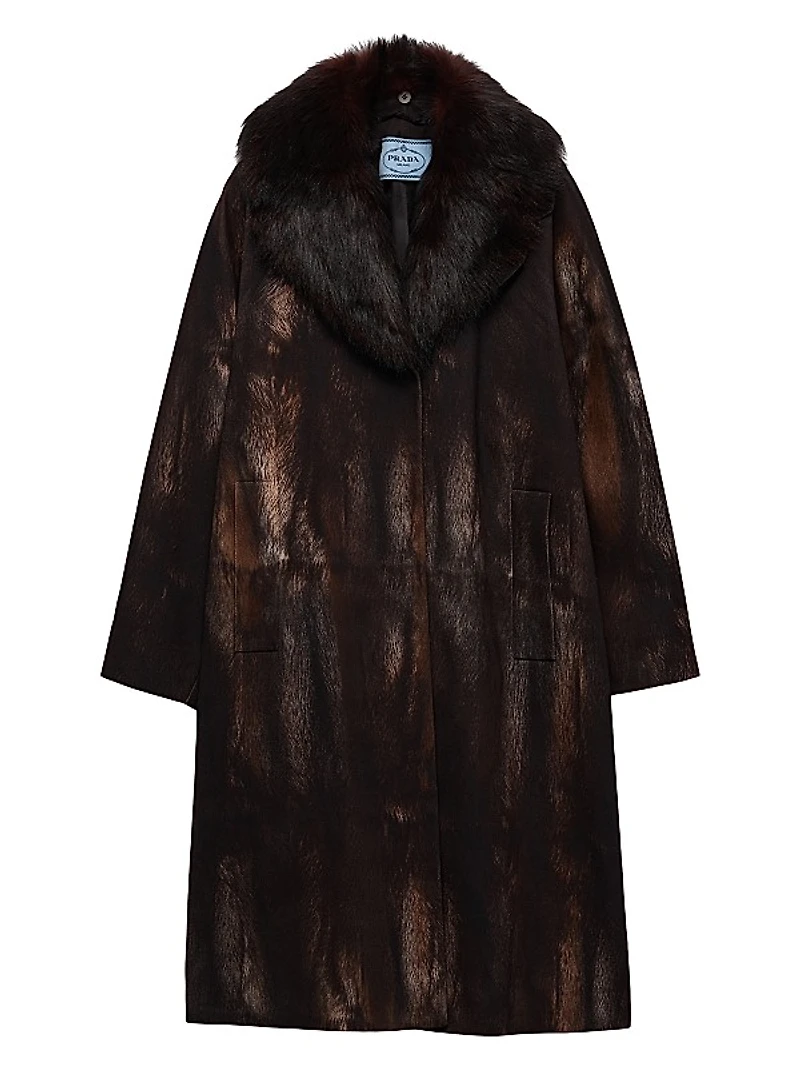Single-Breasted Printed Drill Coat