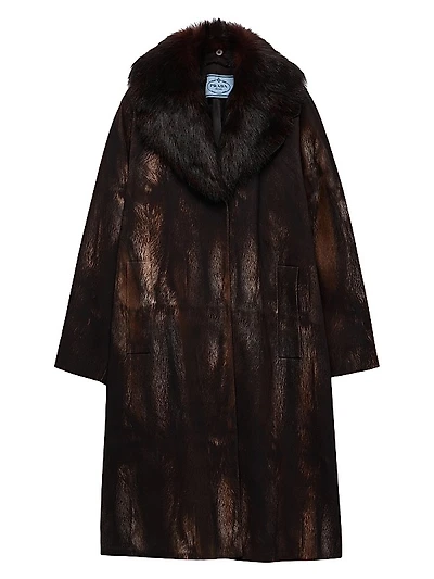 Single-Breasted Printed Drill Coat