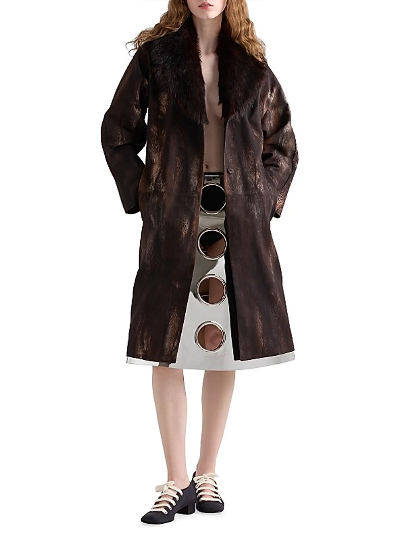 Single-Breasted Printed Drill Coat