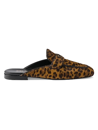 Leopard Print Leather Mules