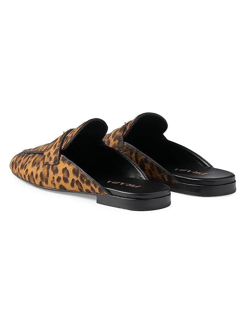 Leopard Print Leather Mules
