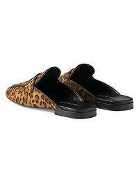 Leopard Print Leather Mules