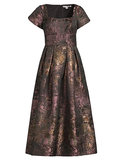 Charlotte Metallic Tea-Length Dress