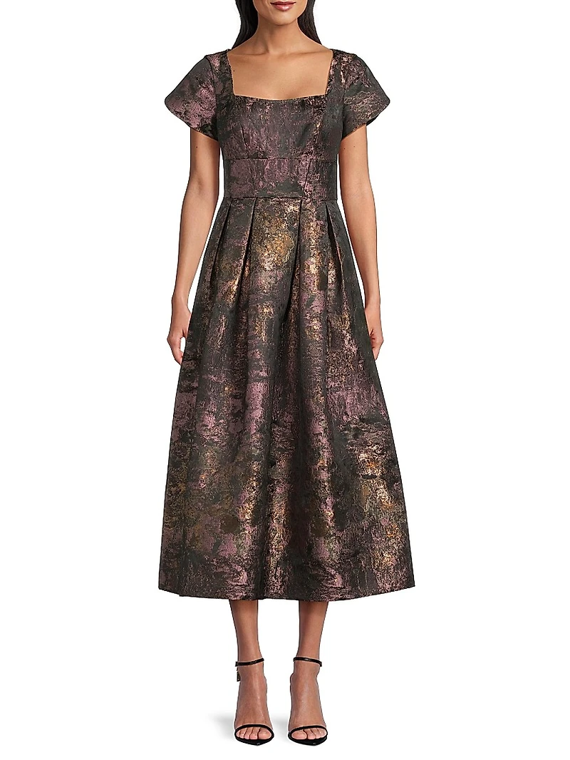 Charlotte Metallic Tea-Length Dress