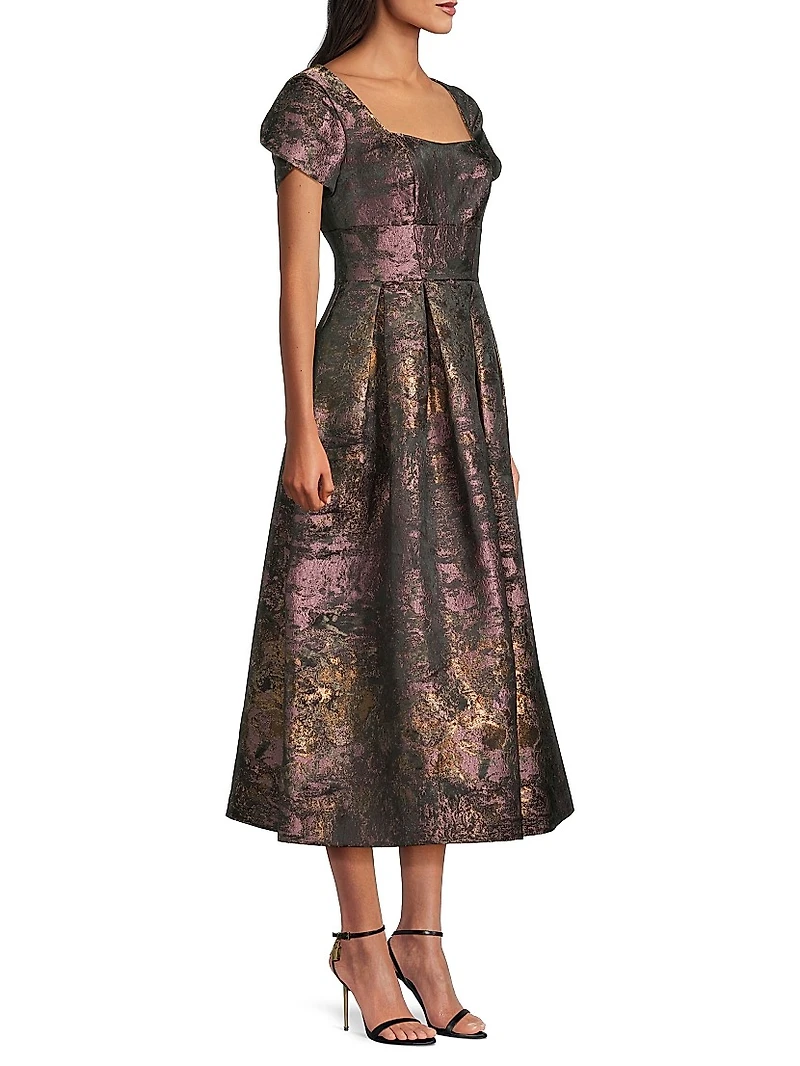 Charlotte Metallic Tea-Length Dress