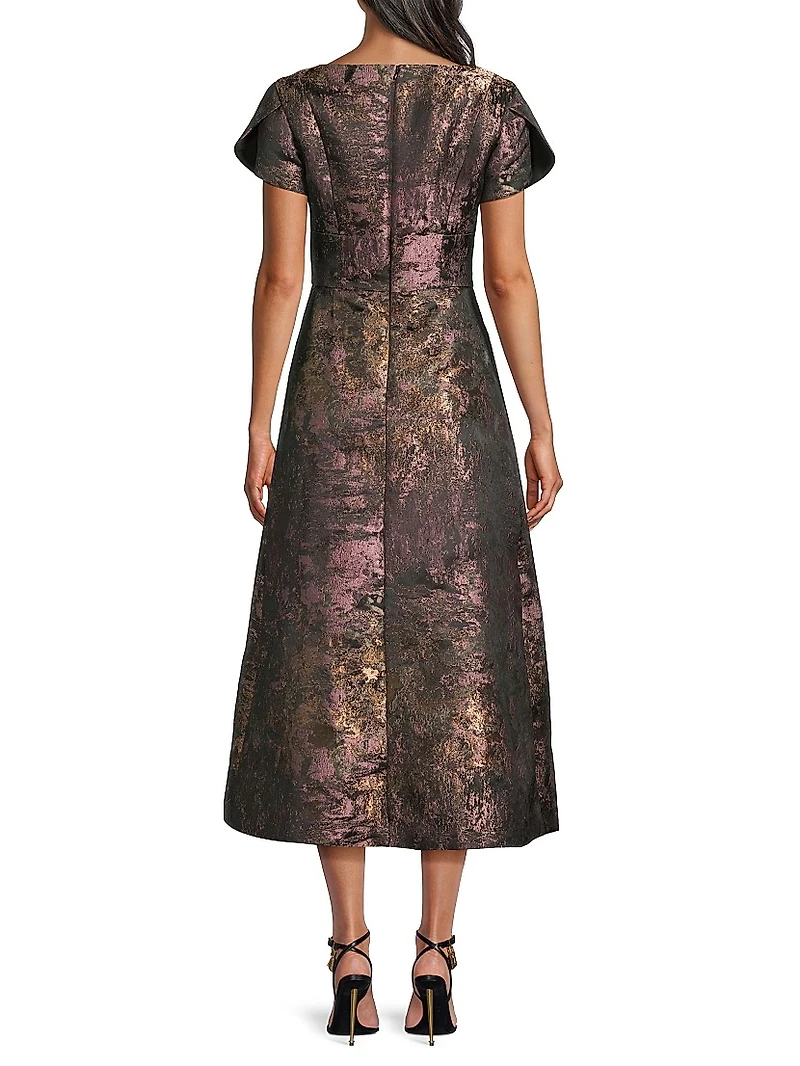 Charlotte Metallic Tea-Length Dress