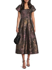 Charlotte Metallic Tea-Length Dress