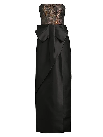 Vanessa Metallic Strapless Column Gown