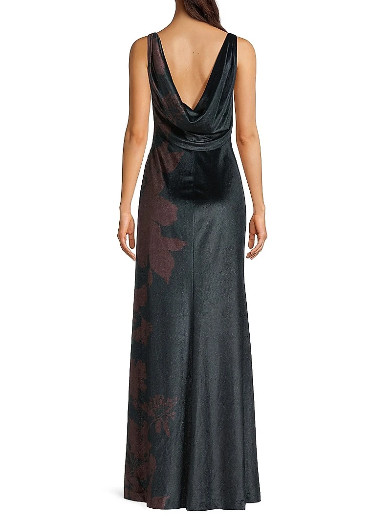 Pippa Floral Velvet Gown
