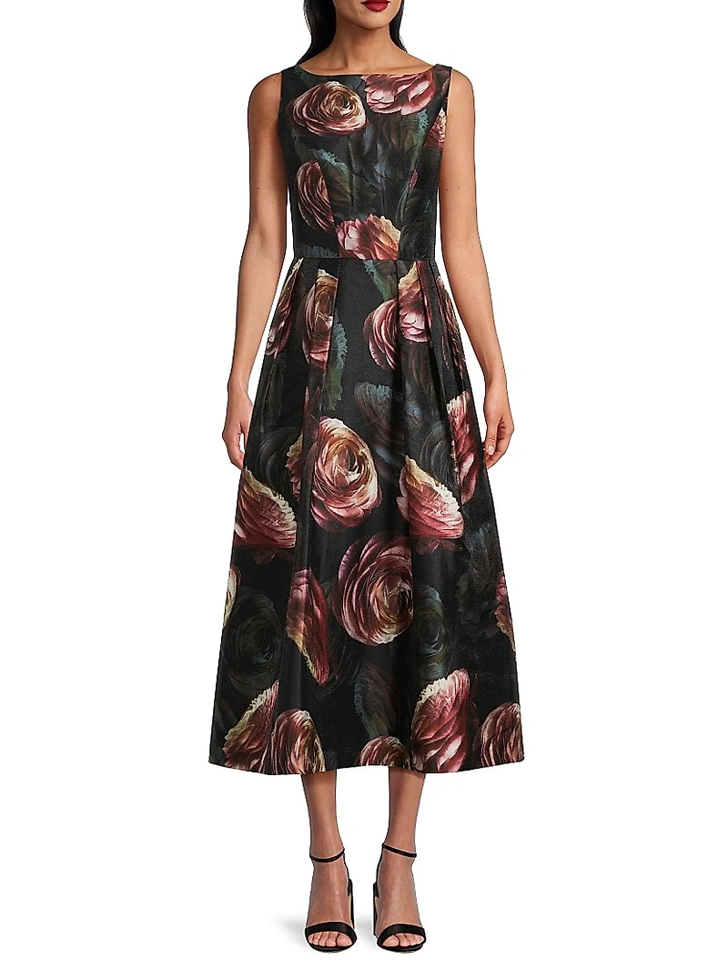 Elsa Rose Print Tea-Length Dress