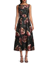 Elsa Rose Print Tea-Length Dress