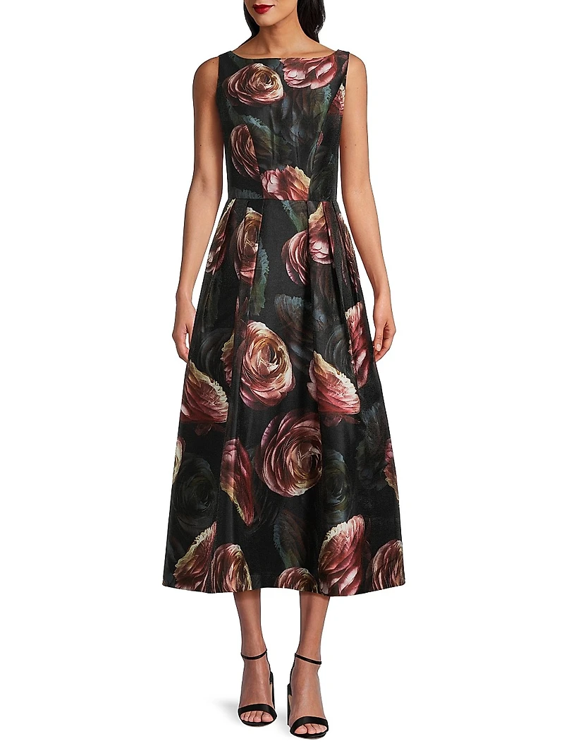 Elsa Rose Print Tea-Length Dress