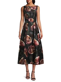 Elsa Rose Print Tea-Length Dress