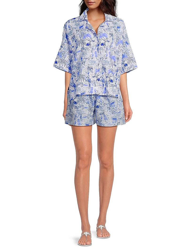 Natalia Printed Cotton Shorts