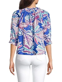 Havana Printed Cotton Tieneck Top