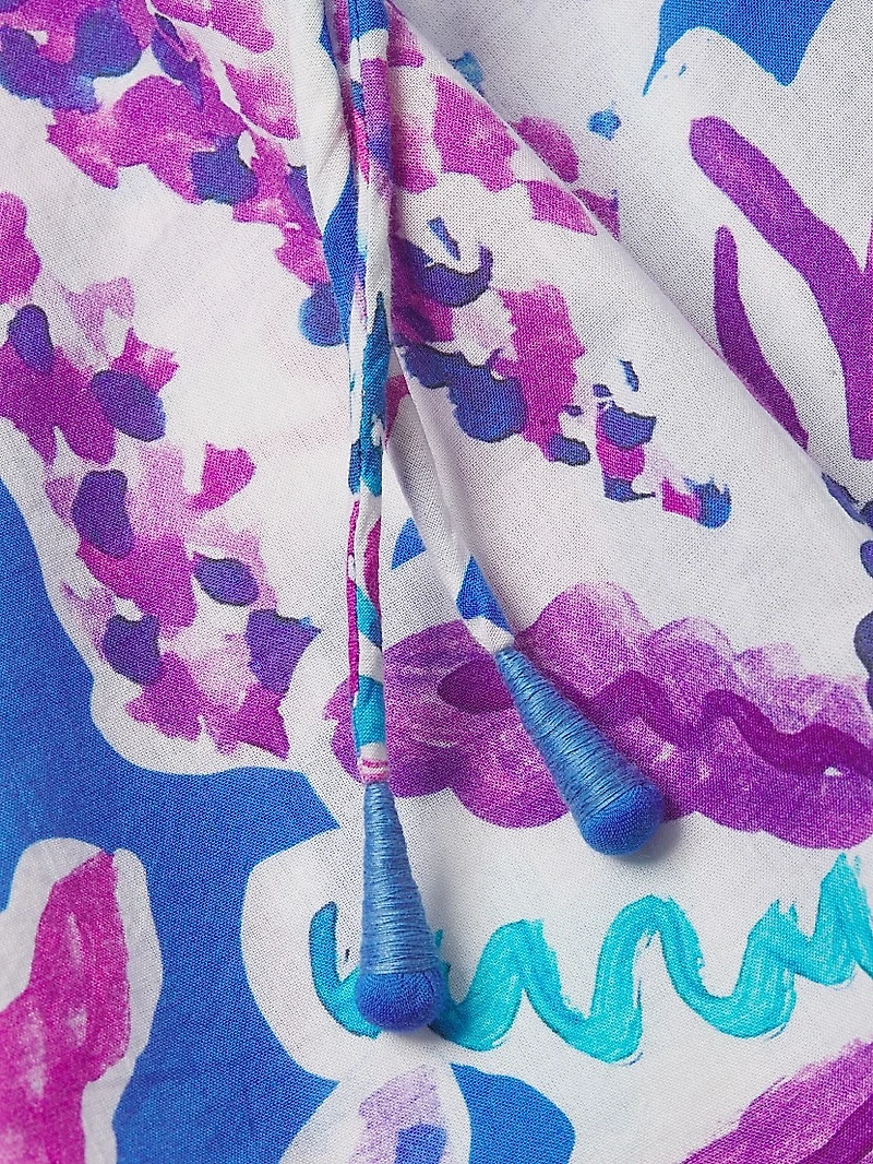 Havana Printed Cotton Tieneck Top