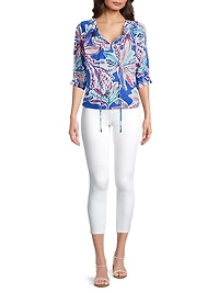 Havana Printed Cotton Tieneck Top