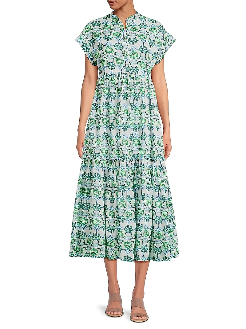 Mumi Printed Cotton Midi-Dress