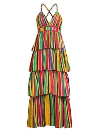 Nevada Striped Cotton Tiered Maxi Dress