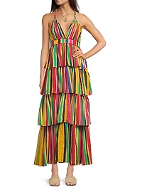 Nevada Striped Cotton Tiered Maxi Dress