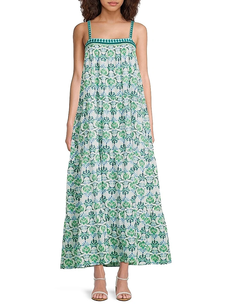Natasha Floral Cotton A-Line Maxi Dress