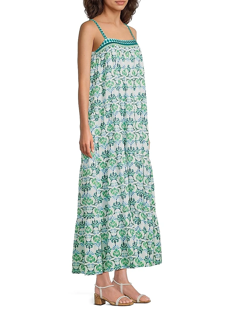 Natasha Floral Cotton A-Line Maxi Dress