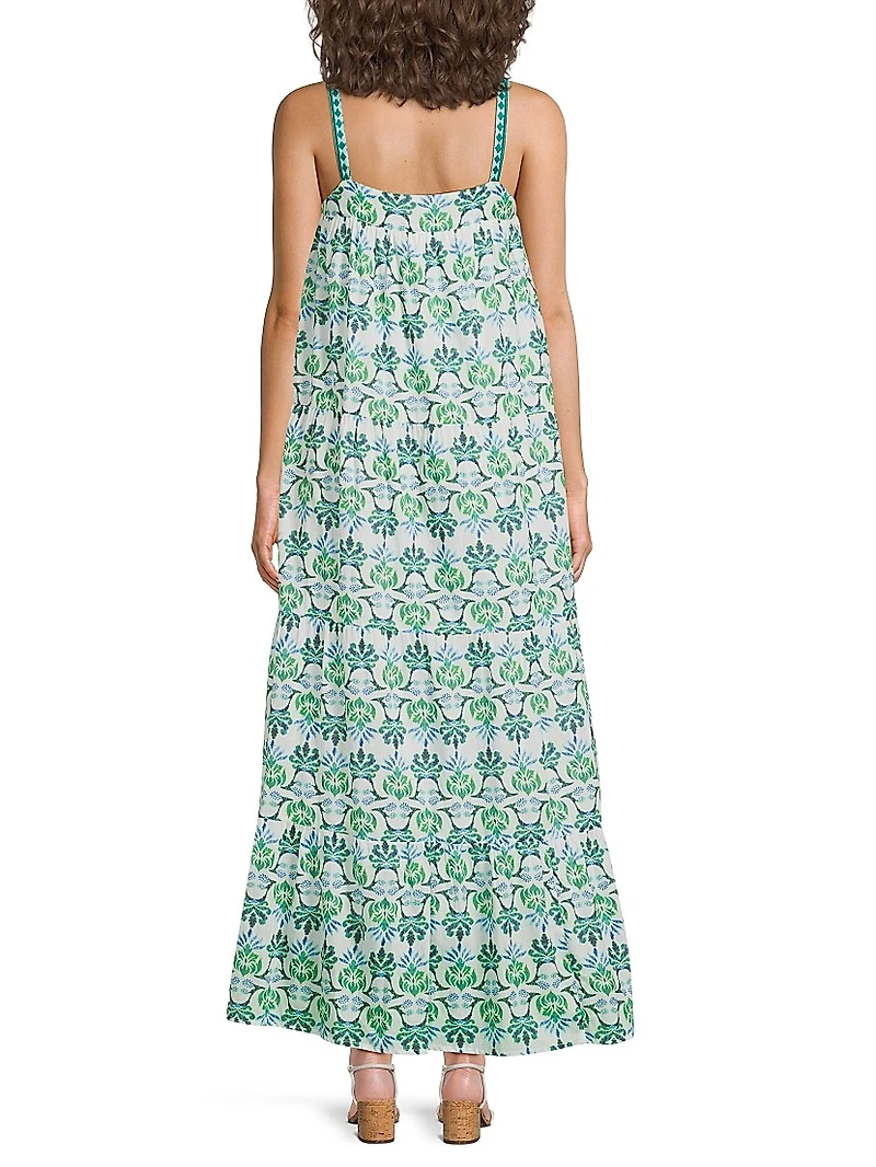 Natasha Floral Cotton A-Line Maxi Dress