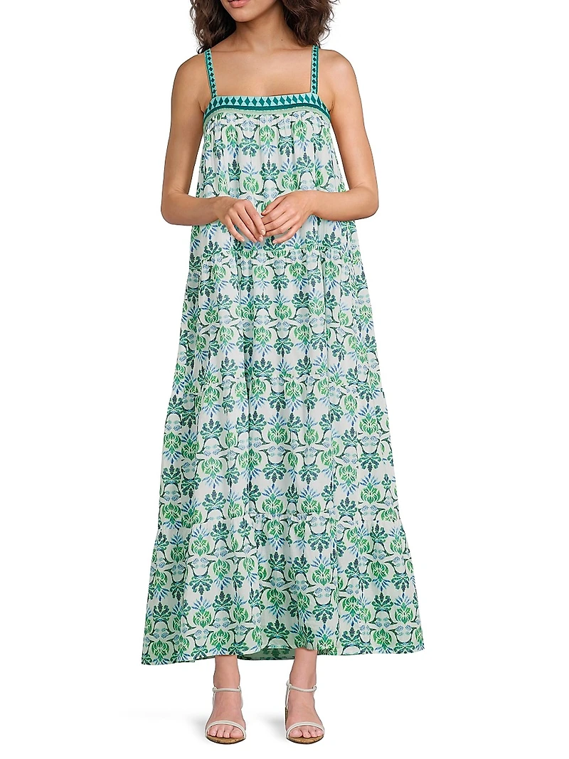 Natasha Floral Cotton A-Line Maxi Dress