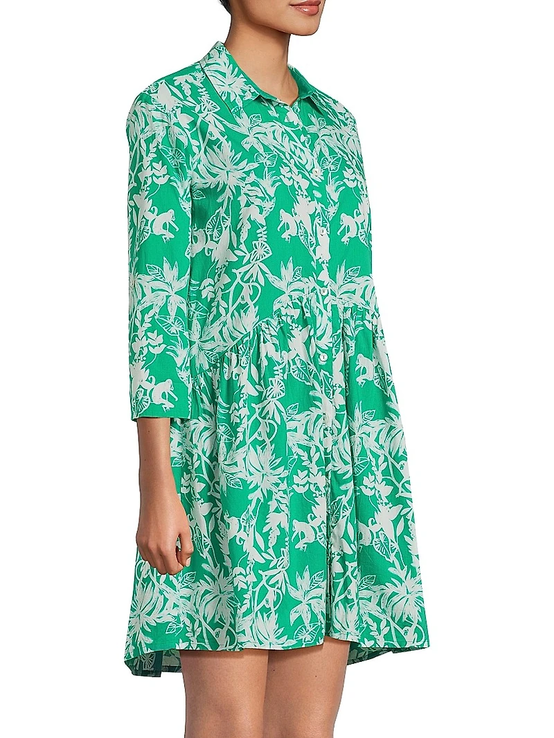 Deauville Botanical Print Cotton Shirtdress