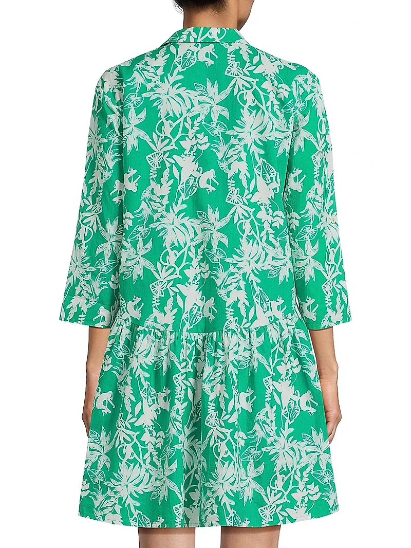 Deauville Botanical Print Cotton Shirtdress