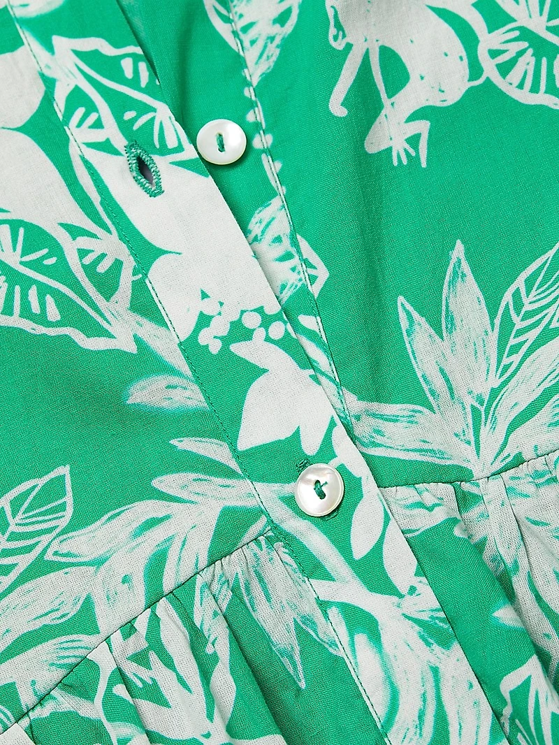 Deauville Botanical Print Cotton Shirtdress