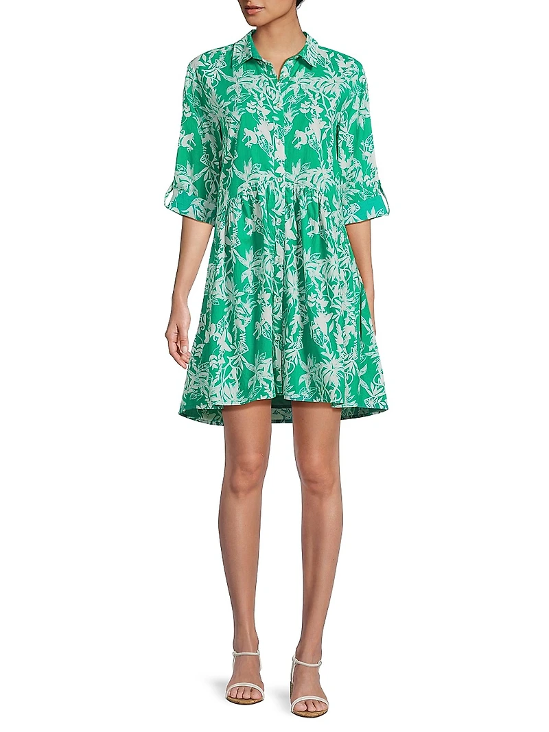 Deauville Botanical Print Cotton Shirtdress