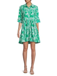 Deauville Botanical Print Cotton Shirtdress