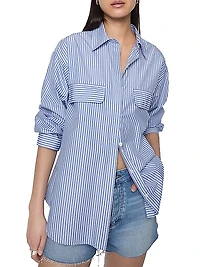 Skylar Striped Cotton Long-Sleeve Shirt