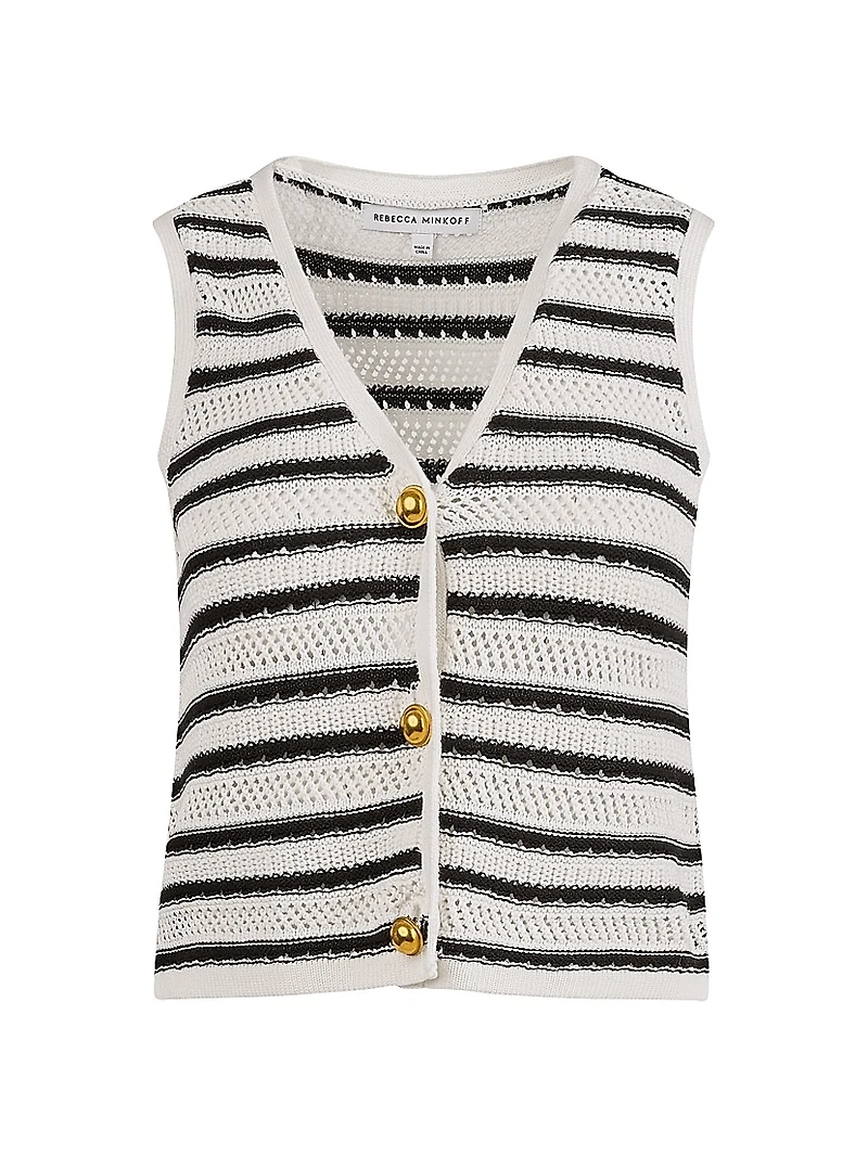 Vic Striped Cotton Sweater Vest