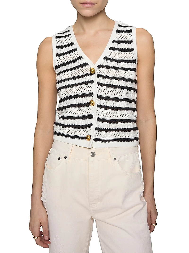 Vic Striped Cotton Sweater Vest