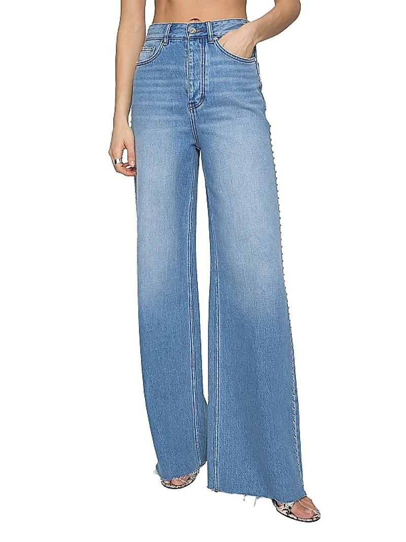 Camille Studded Wide-Leg Jeans