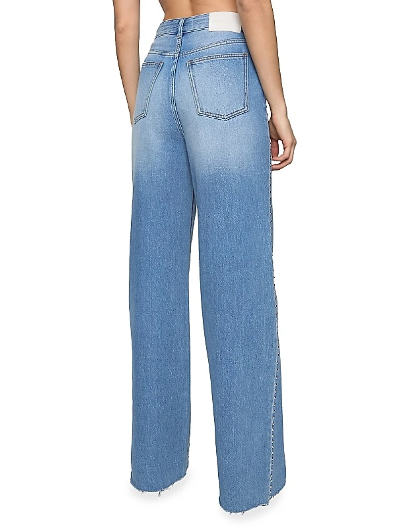 Camille Studded Wide-Leg Jeans
