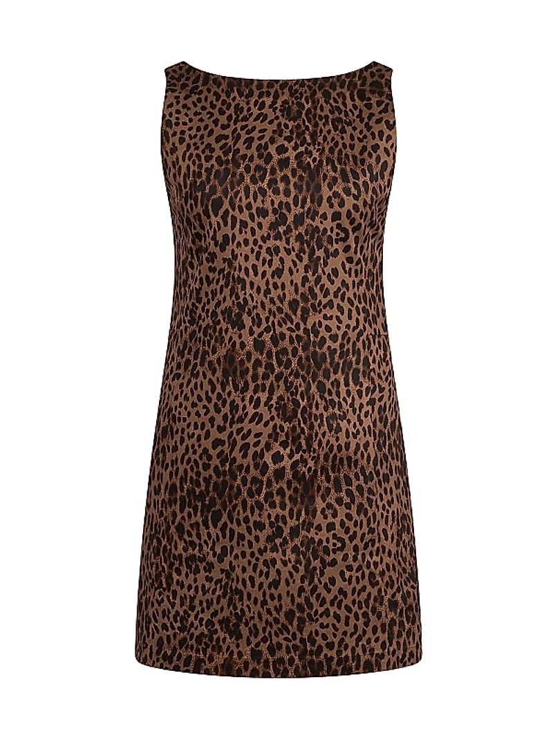 Aurora Leopard Print Stretch-Cotton Shift Minidress