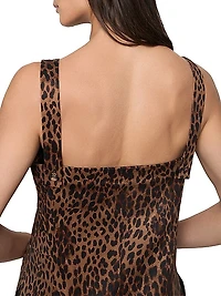 Aurora Leopard Print Stretch-Cotton Shift Minidress