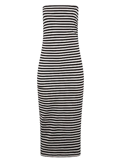 Bowie Striped Cotton Knit Tube Midi-Dress