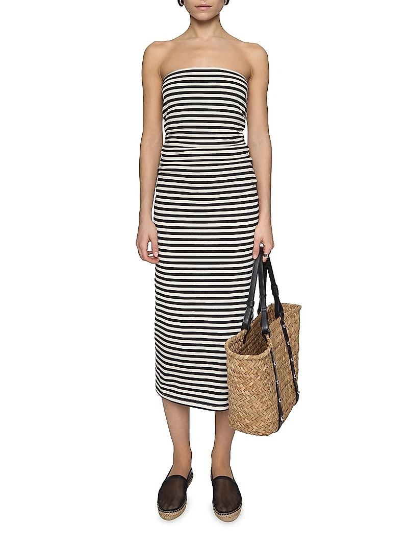 Bowie Striped Cotton Knit Tube Midi-Dress