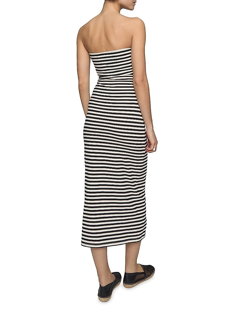Bowie Striped Cotton Knit Tube Midi-Dress
