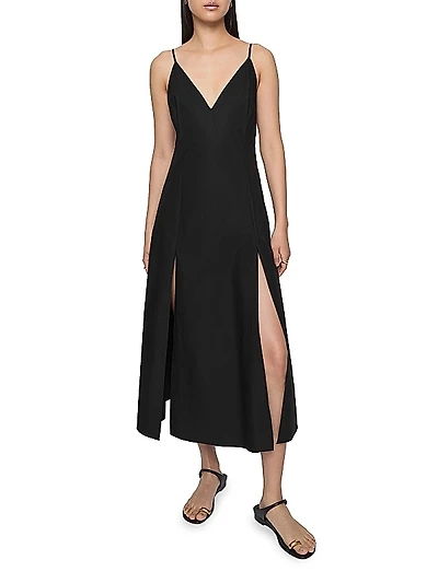 Amber Cotton Slit Midi-Slipdress
