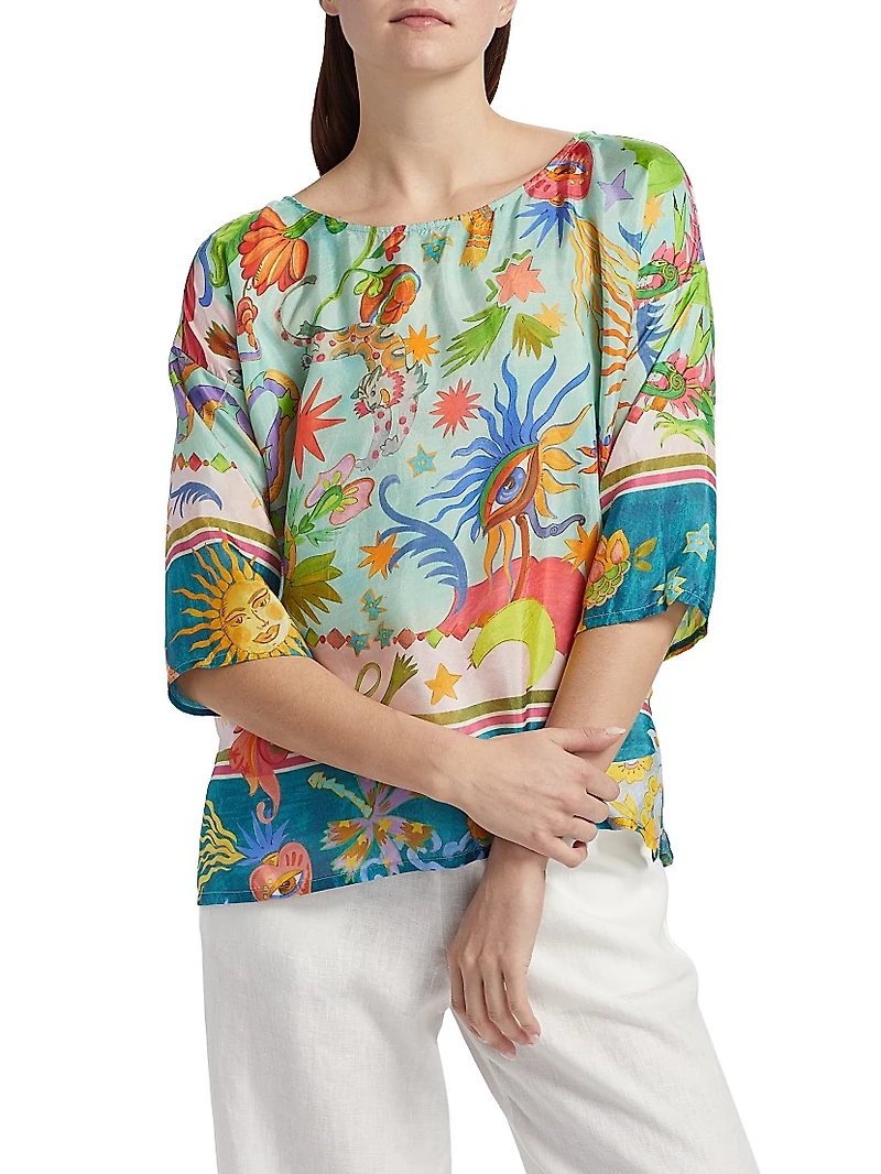 Tiko Abstract Silk Blouse