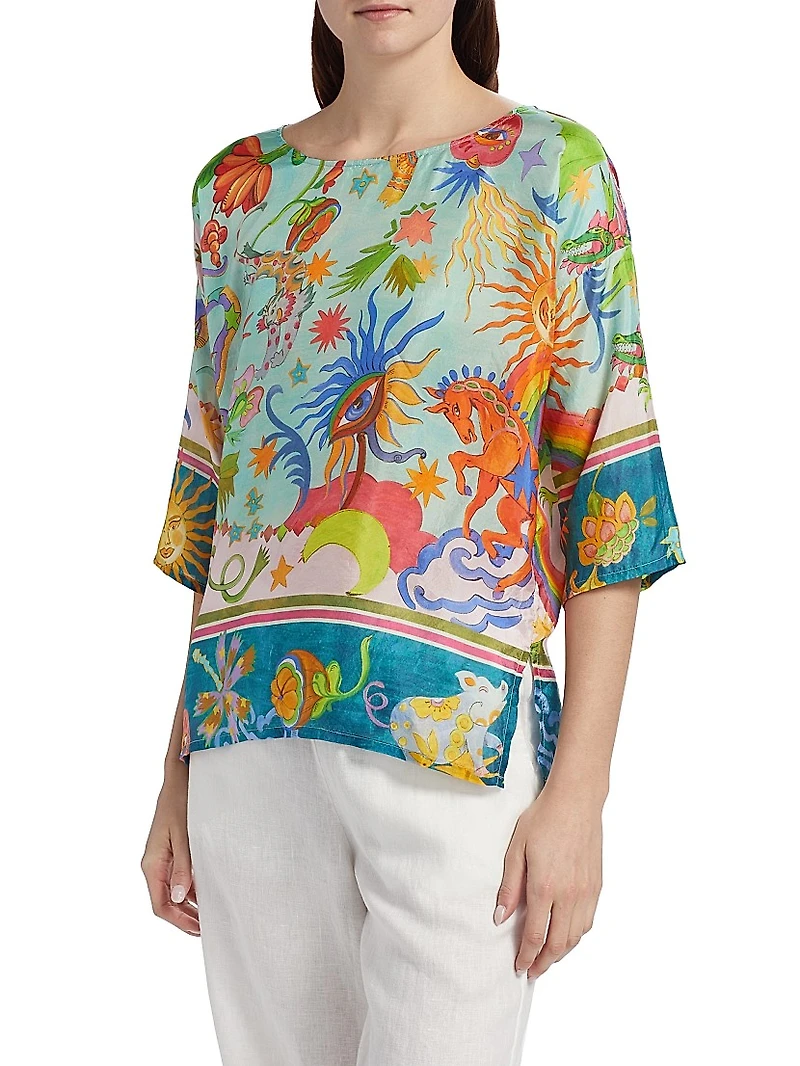 Tiko Abstract Silk Blouse